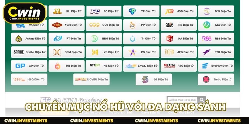 Chuyên mục nổ hũ với đa dạng sảnh